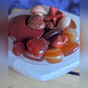 Carnelian Shroom 🧡 Sacral Bowl STRENGTH & CREATIVITY ✨moon Star Agate Sandstone